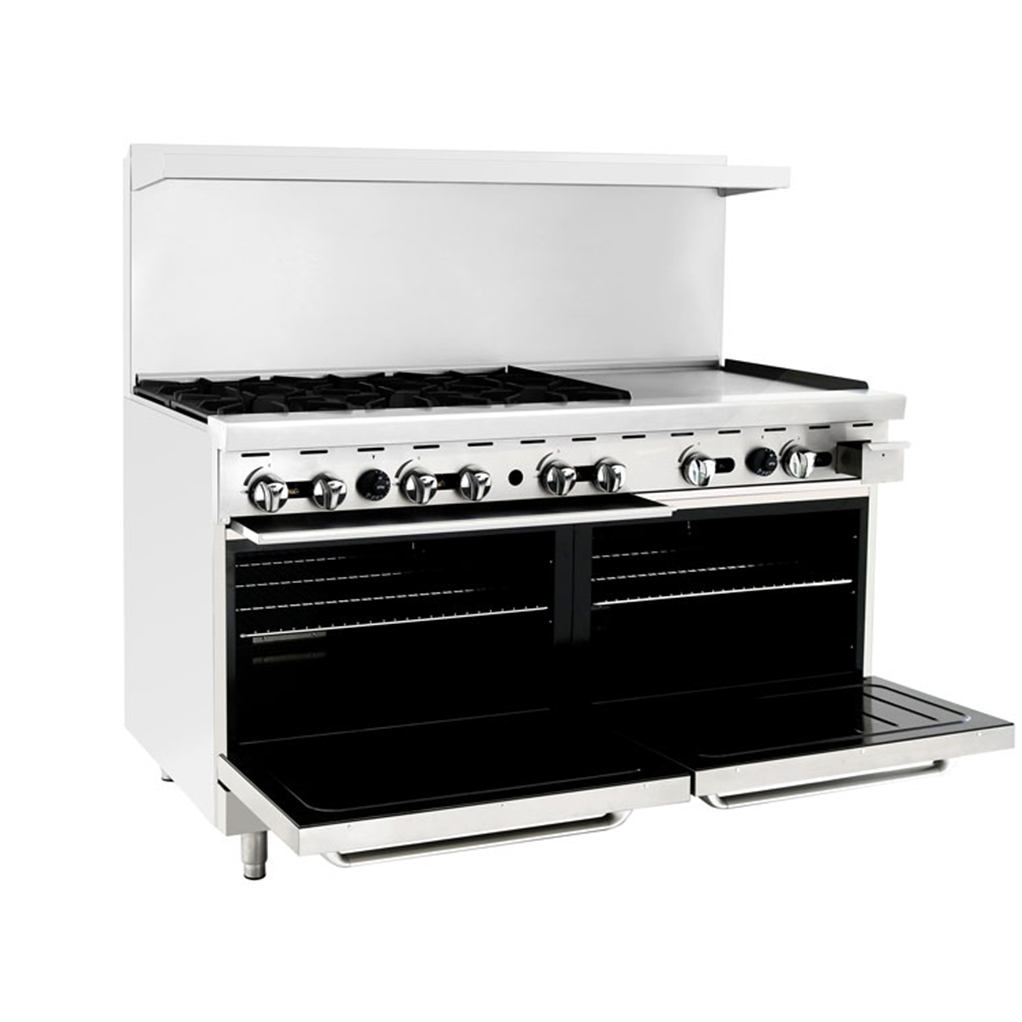 Atosa AGR-6B24GR — 60″ Gas Range with Six (6) Open Burners & 24″ Griddle