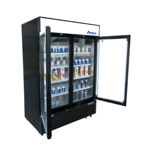 Atosa MCF8723GR — Black Cabinet Two (2) Glass Door Merchandiser Cooler