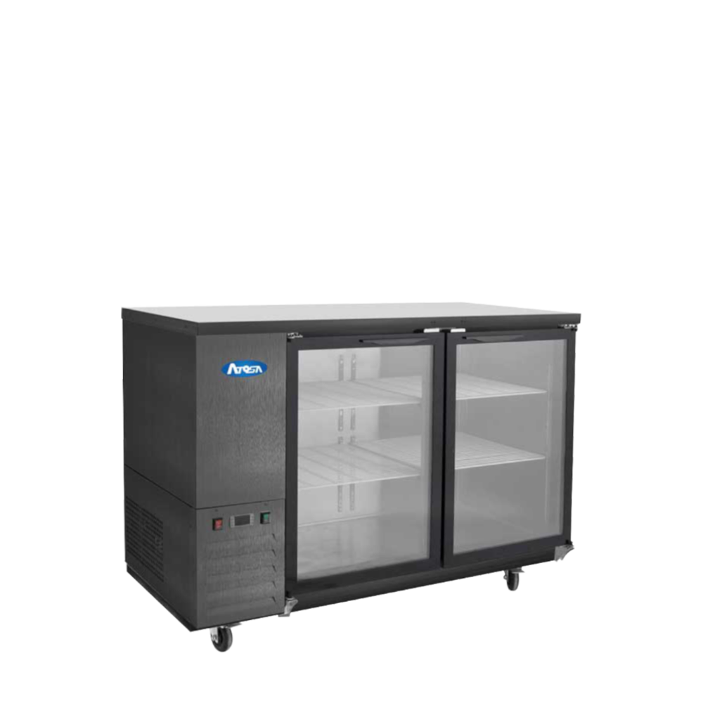 SBB59GGRAUS2 — 59″ Black Shallow Depth Back Bar Cooler with Glass Doors