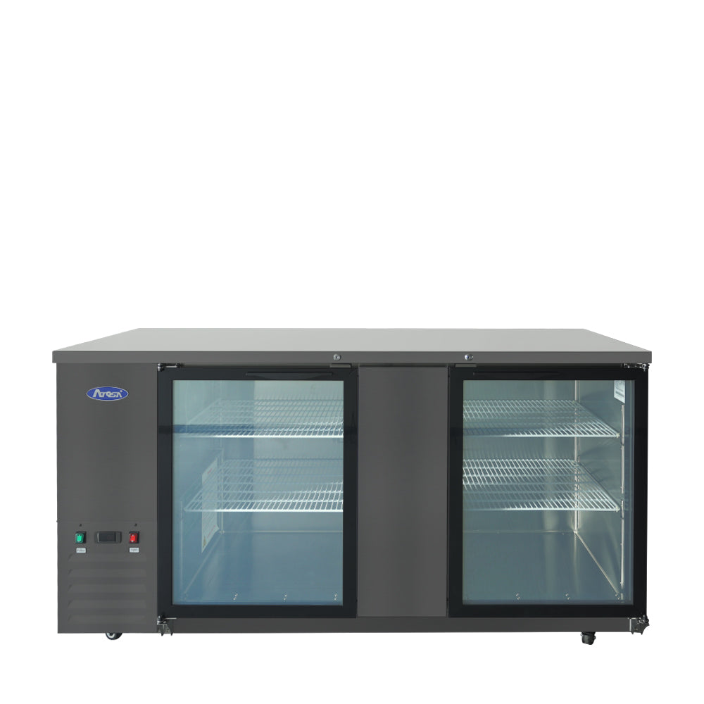 ATOSA SBB69GGRAUS2 — 69″ Black Shallow Depth Back Bar Cooler with Glass Doors