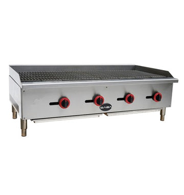 SABA CB-48 Gas Radiant Charbroiler – 48", 6 Burners, 20,000 BTU Each, Stainless Steel, Natural Gas/Propane