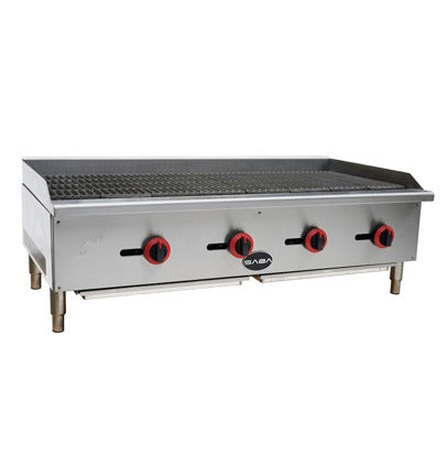 SABA CB-48 Gas Radiant Charbroiler – 48", 6 Burners, 20,000 BTU Each, Stainless Steel, Natural Gas/Propane
