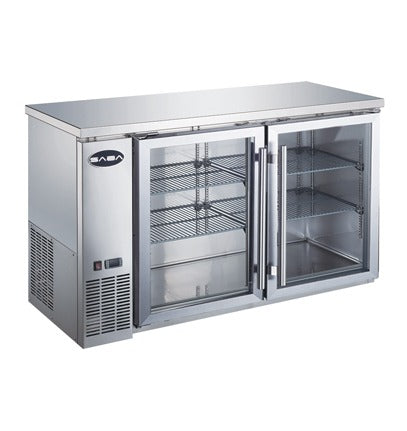 Saba SBB-24-60GSS Stainless Steel Glass Door Back Bar Cooler – 60" Commercial Refrigerated Display Unit
