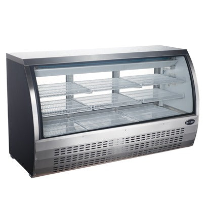 SABA Deli Case SCGG-78 – Gravity Coil Refrigeration, Curved Glass Display, Adjustable Shelves