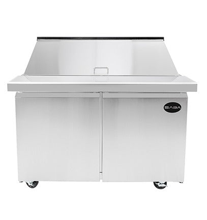 Saba Corpusa SPS-48-18M Mega-Top Sandwich/Salad Prep Table – 46-3/4" Stainless Steel Station with 18 Pans & 9.5 Cu. Ft. Storage