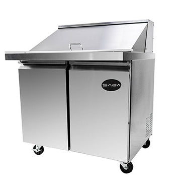 Saba Corpusa SPS-36-15M Mega-Top Sandwich/Salad Prep Table – 36-1/4" Stainless Steel Station with 15 Pans & 7.8 Cu. Ft. Storage