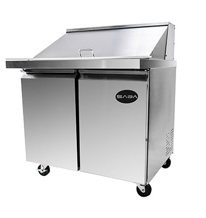 Saba Corpusa SPS-36-15M Mega-Top Sandwich/Salad Prep Table – 36-1/4" Stainless Steel Station with 15 Pans & 7.8 Cu. Ft. Storage