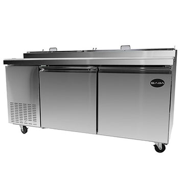 Saba Corpusa SSP-67-9 Pizza Prep Table – Stainless Steel, 16.9 Cu. Ft., Analog Temperature Control, Self-Closing Door