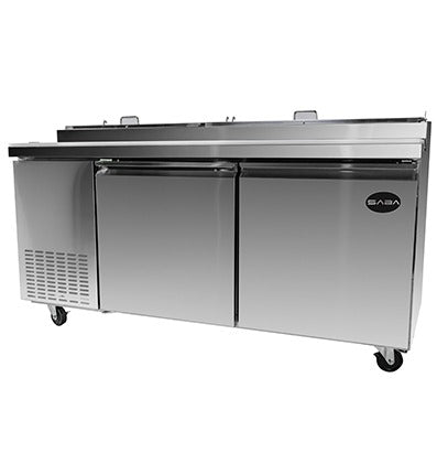 Saba Corpusa SSP-67-9 Pizza Prep Table – Stainless Steel, 16.9 Cu. Ft., Analog Temperature Control, Self-Closing Door