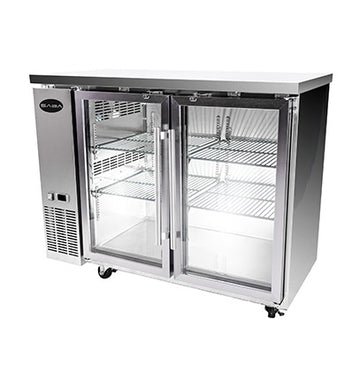 Saba SBB-24-48GSS Glass Door Back Bar Cooler – 48" Stainless Steel Refrigerated Display Cooler with Digital Temperature Control