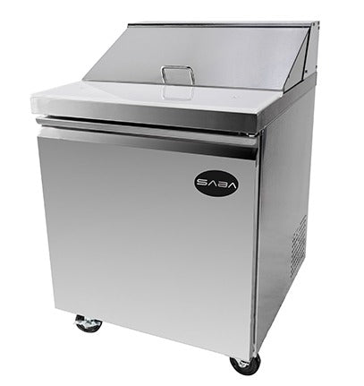 Saba Corpusa SPS-27-8 Food Prep Table 27" Single Door – 5.7 Cu. Ft Capacity – Stainless Steel – Commercial Refrigerated Salad and Sandwich Prep Station