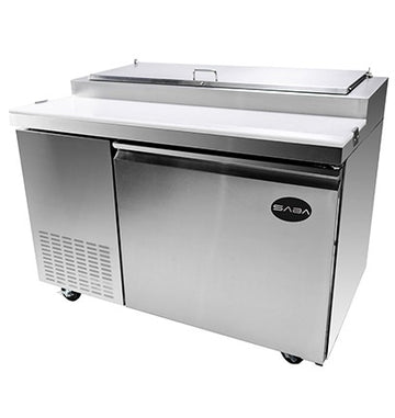 Saba Corpusa SSP-44-6 Pizza Prep Table – Stainless Steel, 13.8 Cu. Ft., Analog Temperature Control, Self-Closing Door