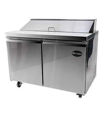 Saba Corpusa SPS-48-12 Refrigerated Food Prep Table – 46-3/4" Length, 12-Pan Capacity, Stainless Steel, 9.7 Cu. Ft. Storage