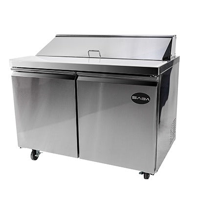 Saba Corpusa SPS-48-12 Refrigerated Food Prep Table – 46-3/4" Length, 12-Pan Capacity, Stainless Steel, 9.7 Cu. Ft. Storage