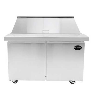 Saba Corpusa SPS-60-24M Mega-Top Sandwich/Salad Prep Table – 60-1/4" Stainless Steel Station with 24 Pans & 15 Cu. Ft. Storage