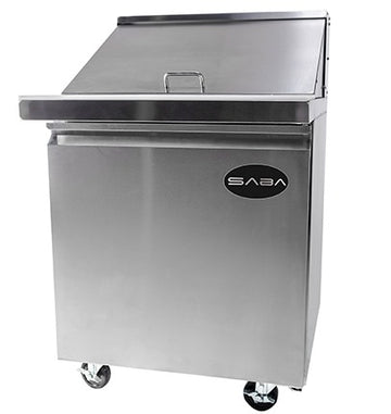 Saba Corpusa SPS-27-12M Mega-Top Sandwich/Salad Prep Table – 27-1/2" Stainless Steel Station with 12 Pans & 5.7 Cu. Ft. Storage