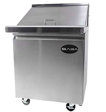 Saba Corpusa SPS-27-12M Mega-Top Sandwich/Salad Prep Table – 27-1/2" Stainless Steel Station with 12 Pans & 5.7 Cu. Ft. Storage