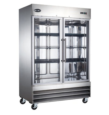 Saba Corpusa ST-47FG 2-Door Glass Door Reach-In Freezer – Stainless Steel, 47 Cu. Ft., Digital Temperature Control, Heavy Duty Casters