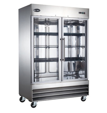 Saba Corpusa ST-47FG 2-Door Glass Door Reach-In Freezer – Stainless Steel, 47 Cu. Ft., Digital Temperature Control, Heavy Duty Casters
