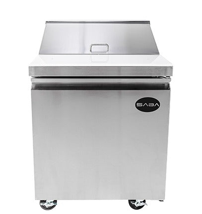 Saba Corpusa SPS-27-8 Food Prep Table 27" Single Door – 5.7 Cu. Ft Capacity – Stainless Steel – Commercial Refrigerated Salad and Sandwich Prep Station