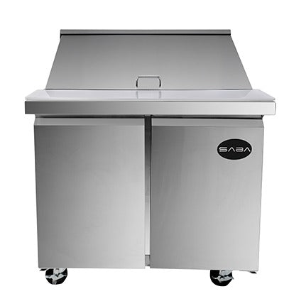 Saba Corpusa SPS-36-15M Mega-Top Sandwich/Salad Prep Table – 36-1/4" Stainless Steel Station with 15 Pans & 7.8 Cu. Ft. Storage