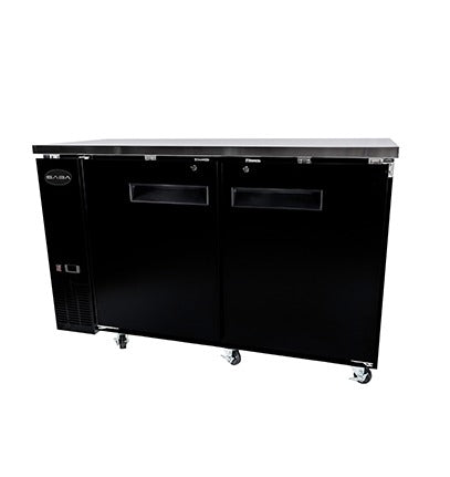 Saba SBB-24-60B Solid Door Back Bar Cooler – 60" Refrigerated Unit with Digital Temperature Control
