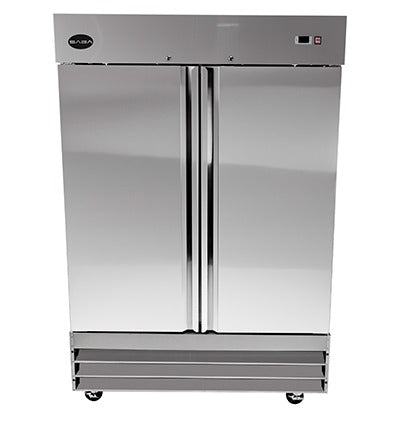 Saba Corpusa ST-47R 2-Door Solid Door Reach-In Refrigerator – Stainless Steel, 47 Cu. Ft., Digital Temperature Control, Heavy Duty Casters