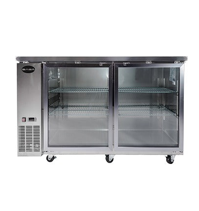 Saba SBB-24-48GSS Glass Door Back Bar Cooler – 48" Stainless Steel Refrigerated Display Cooler with Digital Temperature Control