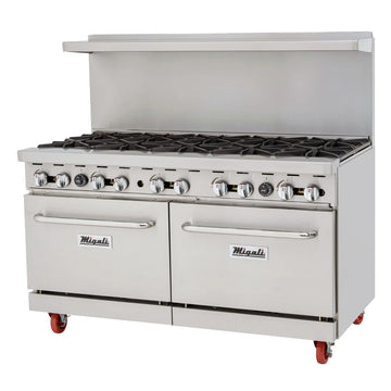 Migali C-RO10B-LP 60" 10 Burner Gas Range w/ (2) Standard Ovens, Liquid Propane