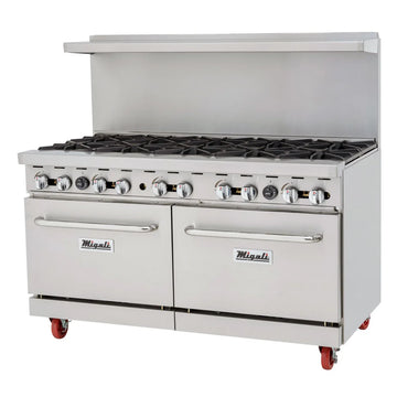 Migali C-RO10B-NG 60" 10 Burner Gas Range w/ (2) Standard Ovens, Natural Gas
