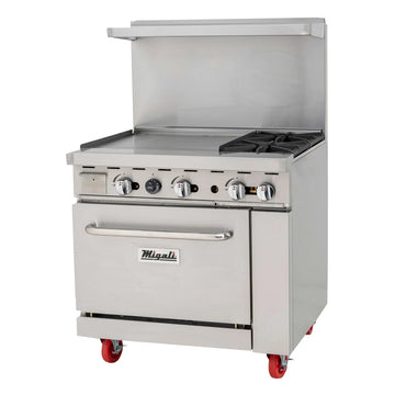 Migali C-RO2B-24GL-LP 36" 2 Burner Gas Range w/ Griddle & Standard Oven, Liquid Propane
