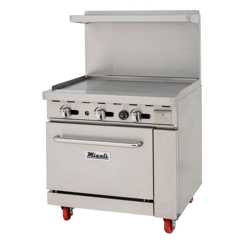 Migali C-RO-36G-LP 36" Gas Range w/ Full Griddle & Standard Oven, Liquid Propane