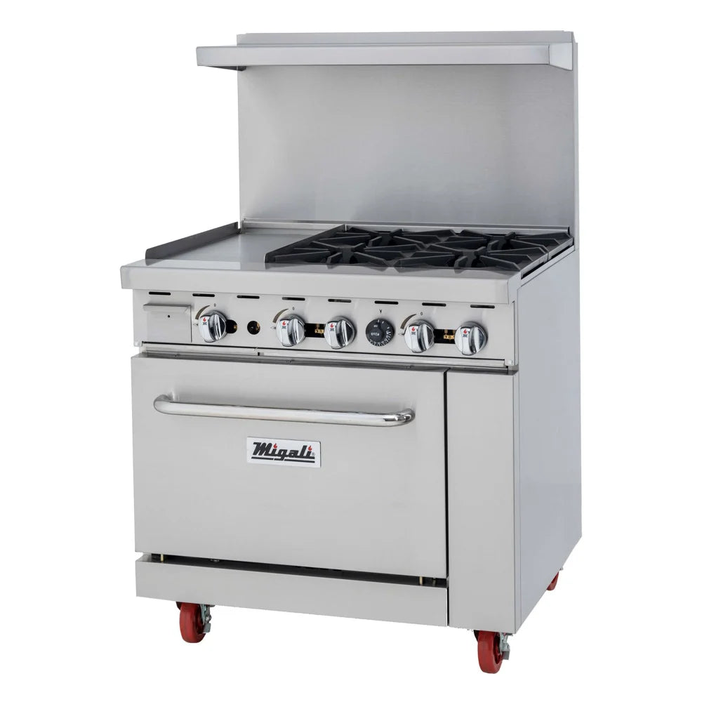 Migali C-RO4B-12GL-LP 36" Competitor Series® 4 Burner Gas Range w/ Griddle - (1) Standard Oven, Liquid Propane