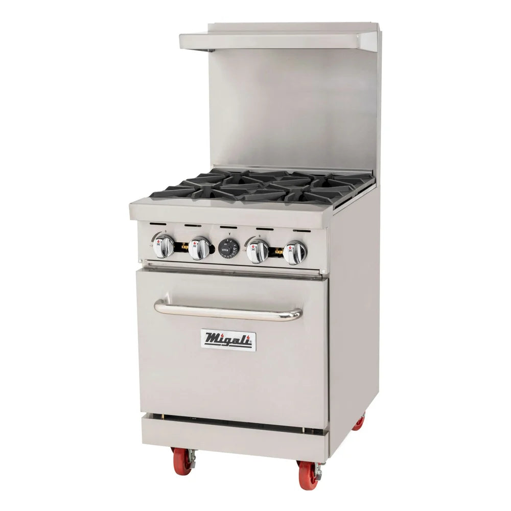 Migali C-RO4B-LP 24" 4 Burner Gas Range w/ Standard Oven, Liquid Propane