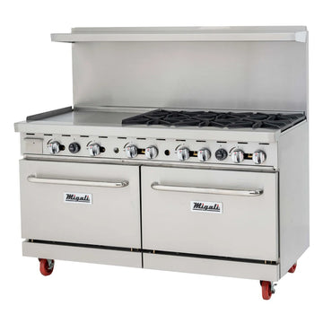 Migali C-RO6B-24GL-NG 60" 6 Burner Gas Range w/ Griddle & (2) Standard Ovens, Natural Gas