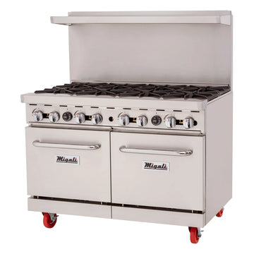 Migali C-RO8B-NG 48" 8 Burner Gas Range w/ (2) Standard Ovens, Natural Gas