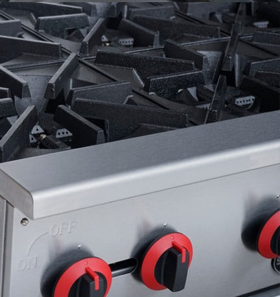 SABA HP-4 Gas Hot Plate – 4 Burners, 25,000 BTU Each, Stainless Steel, Natural Gas/Propane
