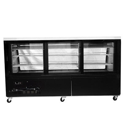 SABA Deli Case SCGG-78 – Gravity Coil Refrigeration, Curved Glass Display, Adjustable Shelves