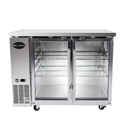 Saba SBB-24-48GSS Glass Door Back Bar Cooler – 48" Stainless Steel Refrigerated Display Cooler with Digital Temperature Control