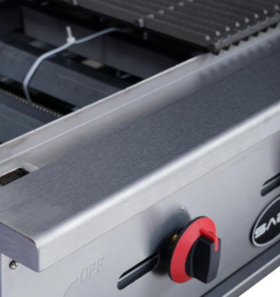 SABA CB-36 Gas Radiant Charbroiler – 36", 4 Burners, 20,000 BTU Each, Stainless Steel, Natural Gas/Propane
