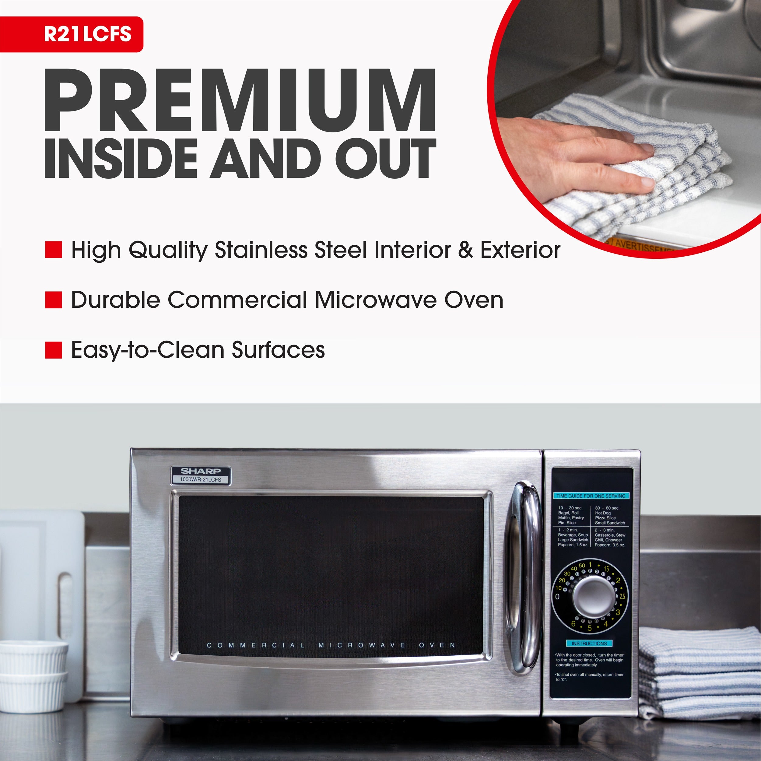 Sharp Medium-Duty Commercial Microwave Oven With 1000 Watts (R21LCFS)