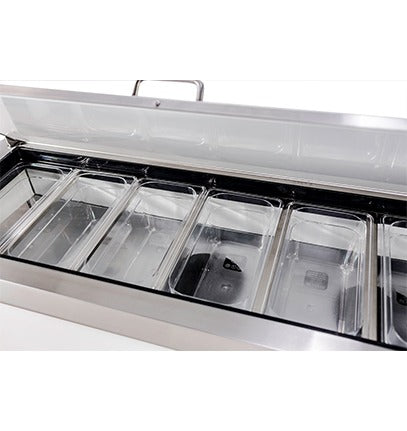 Saba Corpusa SSP-44-6 Pizza Prep Table – Stainless Steel, 13.8 Cu. Ft., Analog Temperature Control, Self-Closing Door