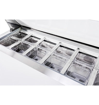 Saba Corpusa SPS-48-12 Refrigerated Food Prep Table – 46-3/4" Length, 12-Pan Capacity, Stainless Steel, 9.7 Cu. Ft. Storage