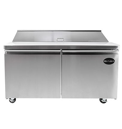 Saba Corpusa SPS-60-16 Refrigerated Food Prep Table – 60-1/4" Stainless Steel Sandwich / Salad Station with 16 Pans & 15 Cu. Ft. Storage