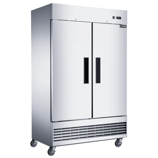 Dukers D47ER Compact 2-Door Commercial Refrigerator in Stainless Steel