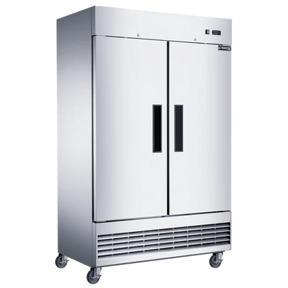 Dukers D47ER Compact 2-Door Commercial Refrigerator in Stainless Steel