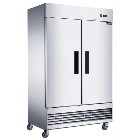 Dukers D47ER Compact 2-Door Commercial Refrigerator in Stainless Steel