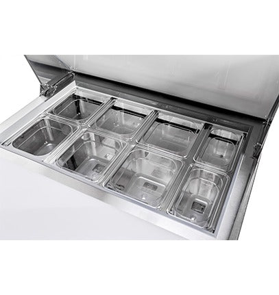 Saba Corpusa SPS-27-8 Food Prep Table 27" Single Door – 5.7 Cu. Ft Capacity – Stainless Steel – Commercial Refrigerated Salad and Sandwich Prep Station