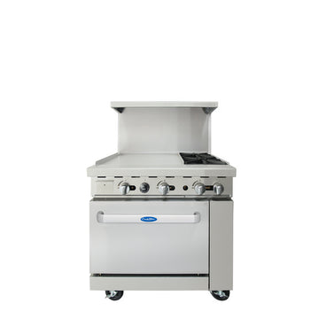 Atosa AGR-2B24GL — 36″ Gas Range with Two (2) Left Open Burners & 24″ Griddle