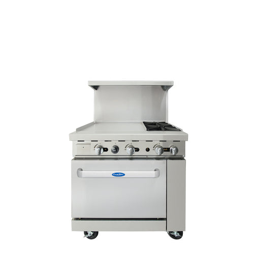 Atosa AGR-2B24GL — 36″ Gas Range with Two (2) Left Open Burners &#038; 24″ Griddle